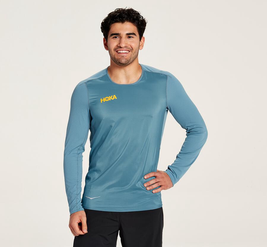 Hoka One One Wind Top Herr - Blå - YNLOJ-0137